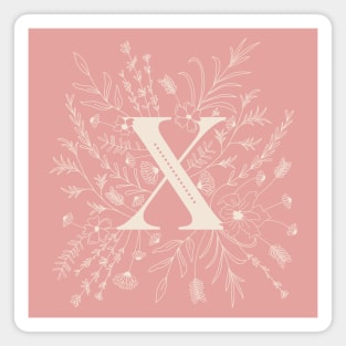 Botanical Letter X (Hibiscus Pink) Magnet